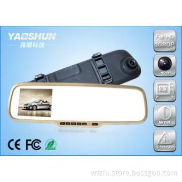 Full HD Golden Frame Bluetooth Car Rear View Mirror 2.7" Sc